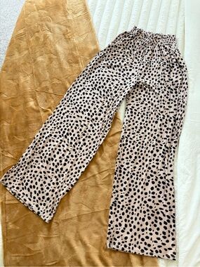 Threads 4 Thought Blush Pink Wide Leg Pants with Black Spot Print